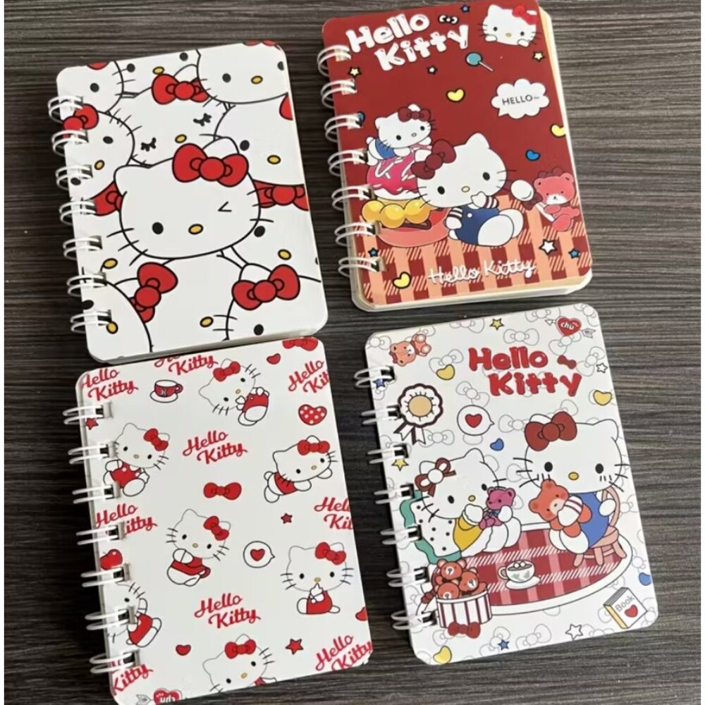 Hello Kitty Mini Notebook Set (4-Pack) Cute A7 Pocket Journals Back to School